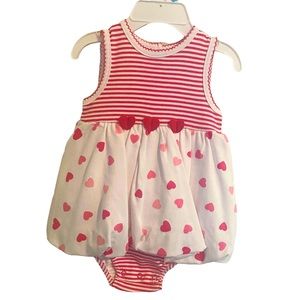 Little Me striped & heart pattern dress